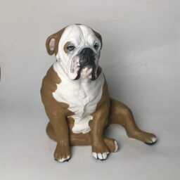 Custom English Bulldog Statue Clay Pet Memorial Sculpture, Dog Portrait Urn - thumbnail 3