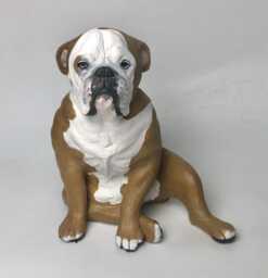 Custom English Bulldog Statue Clay Pet Memorial Sculpture, Dog Portrait Urn - thumbnail 1