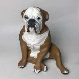 Custom English Bulldog Statue Clay Pet Memorial Sculpture, Dog Portrait Urn - thumbnail 2