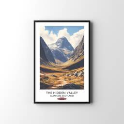 Glencoe Vintage Style Travel Poster - Hidden Valley Wall Art Print Home Decor Scottish Highlands Scenery Landscape - thumbnail 1