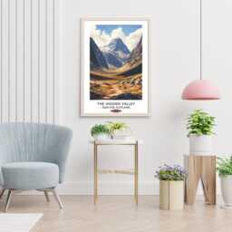 Glencoe Vintage Style Travel Poster - Hidden Valley Wall Art Print Home Decor Scottish Highlands Scenery Landscape - thumbnail 2