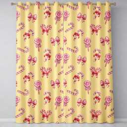 Cute Candy Cane Bows Warm Beige Background Seamless Pattern Readymade Eyelet Ring Top Thermal 100% Blackout Curtains - thumbnail 2