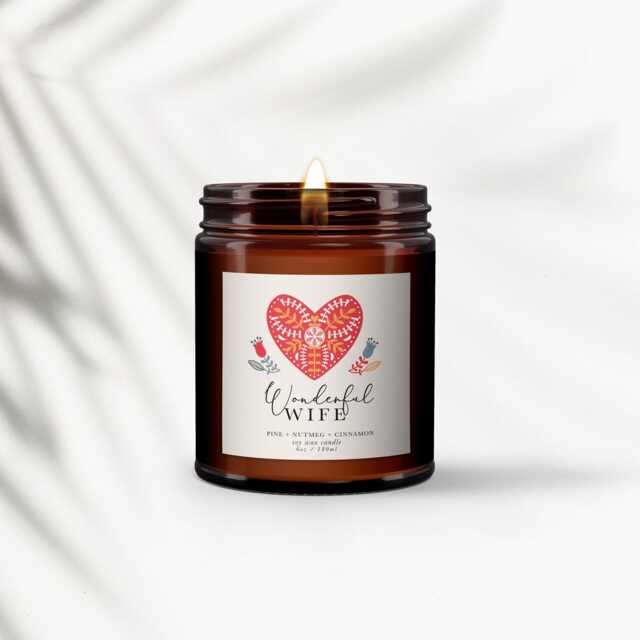 Wife Personalised Valentines Day Candle, Soy Wax Aromatherapy 100% Natural - image 1