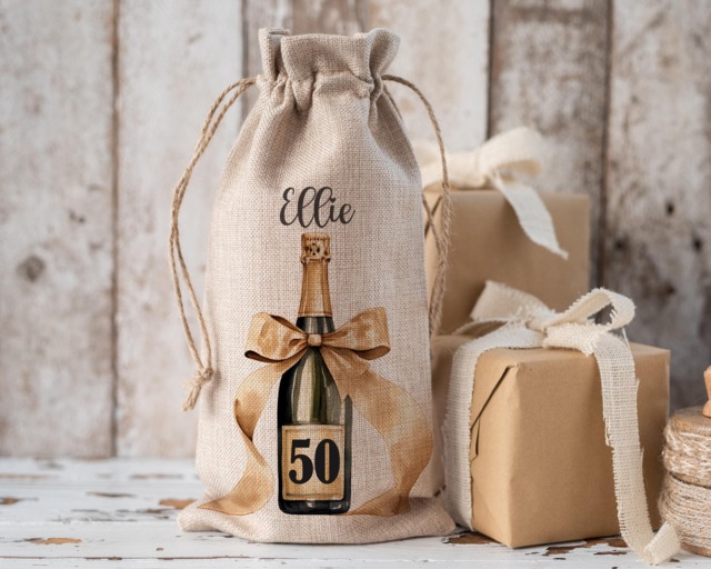 Personalised Bottle Bag, Birthday Girls Gift, Wine Bottle 18Th 21st 30Th 40Th 50Th 60Th Birthday, Friend - image 1