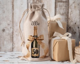 Personalised Bottle Bag, Birthday Girls Gift, Wine Bottle 18Th 21st 30Th 40Th 50Th 60Th Birthday, Friend - thumbnail 1