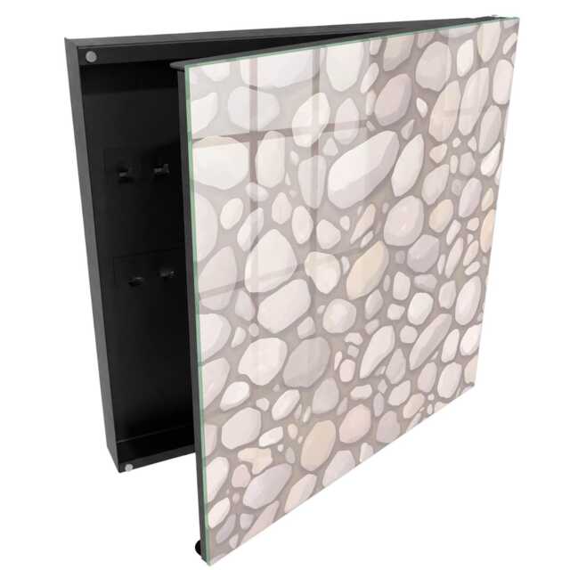 Stone Structure Wall Mounted Key Cabinet, Beige Box For Wall, Minimalist Textures, Lovers Of Natural Patterns - image 1