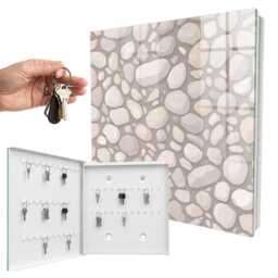 Stone Structure Wall Mounted Key Cabinet, Beige Box For Wall, Minimalist Textures, Lovers Of Natural Patterns - thumbnail 2