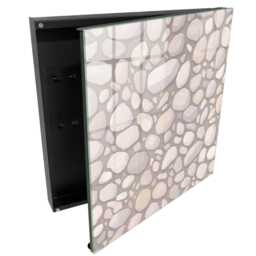 Stone Structure Wall Mounted Key Cabinet, Beige Box For Wall, Minimalist Textures, Lovers Of Natural Patterns - thumbnail 1