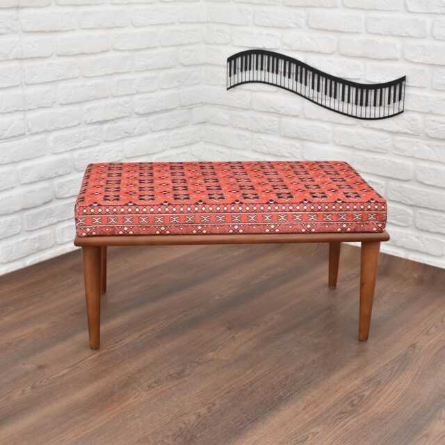 Ottoman Rug Bench/Turkish Upholstered Wood Work Coffee Table Living Room Dining Piano - image 1