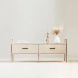 Mid-Century Modern Tv Stand Mid Century Wood Media Console, Record Player, Customizable - thumbnail 1