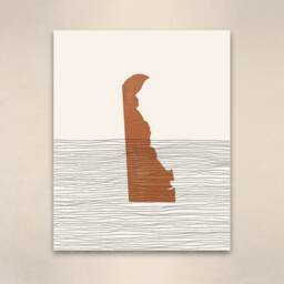 Delaware Boho Decor - Mid Century Wall Art, Minimalist Art & Abstract Print, State Map Print - thumbnail 3