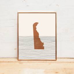 Delaware Boho Decor - Mid Century Wall Art, Minimalist Art & Abstract Print, State Map Print - thumbnail 2