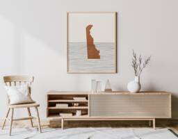 Delaware Boho Decor - Mid Century Wall Art, Minimalist Art & Abstract Print, State Map Print - thumbnail 1
