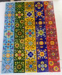 Hand-Painted Ceramic Wall Tile Set Blue Pottery Art - 3x3 Inch, Lot Of 35 - thumbnail 1