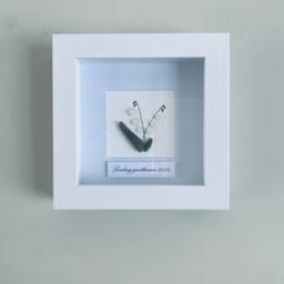 Cornish Lily Of The Valley Sea Glass Flower Wall Art Framed Botanical Picture Gift For Her Anniversary Handmade in Cornwall - thumbnail 4