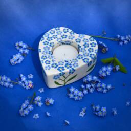 Forget-Me-Not Heart Tealight Holder - Hand Painted