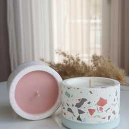 Terrazzo Style Soy Candle, Handmade Minimal Neutral Tones, Modern Home Decor, Minimalist Decor - thumbnail 3