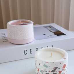 Terrazzo Style Soy Candle, Handmade Minimal Neutral Tones, Modern Home Decor, Minimalist Decor - thumbnail 4