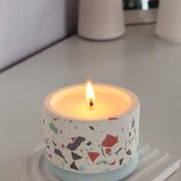 Terrazzo Style Soy Candle, Handmade Minimal Neutral Tones, Modern Home Decor, Minimalist Decor - thumbnail 2