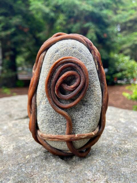 Atman Stone - M, Zen Rock Wrap, Meditation Stone, Kelp Fiber Wrapped - image 1