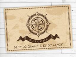 Doormat With Your Address Coordinates & Compass Non-Slip - Washable High-Quality Outdoor Area Dirt Trap Mat Door - thumbnail 1
