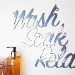 Wash Soak Relax Metal Wall Sign - Bathroom Decor Modern Spa Quote Handmade UK - thumbnail 2