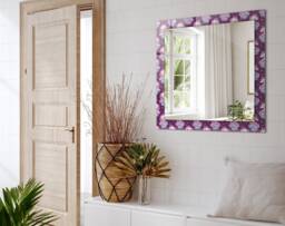 Unicorns Stars Lettering Mirror, Rectangular Mirror With Frame, Purple Wall Printed Decorative Bathroom - thumbnail 1