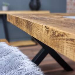 Set - 180cm Table + 2 Benches Industrial Dining Farmer - thumbnail 2