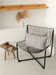 striped Outdoor Throw Pillow Cover, Water Resistant Lumbar Case, Invisible Zipper, Patio & Porch Any Size, 45x45, 50x50 - thumbnail 1