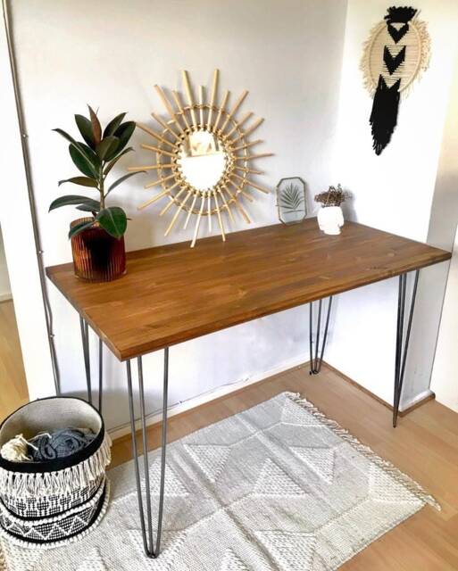 Bespoke Handmade Wooden Table/Desk. 120 X 60. Industrial, Hairpin Legs. Dark - image 1