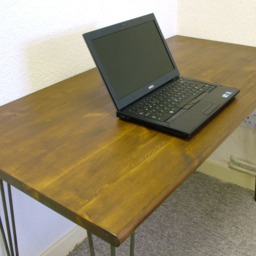 Bespoke Handmade Wooden Table/Desk. 120 X 60. Industrial, Hairpin Legs. Dark - thumbnail 3