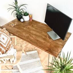 Bespoke Handmade Wooden Table/Desk. 120 X 60. Industrial, Hairpin Legs. Dark - thumbnail 2
