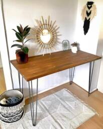 Bespoke Handmade Wooden Table/Desk. 120 X 60. Industrial, Hairpin Legs. Dark - thumbnail 1
