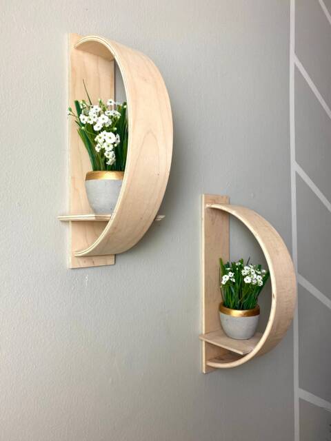 Repurposed Wood Circular Wall Plant Shelf Unique Home Decor - image 1