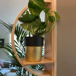 Repurposed Wood Circular Wall Plant Shelf Unique Home Decor - thumbnail 2