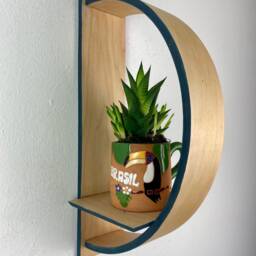 Repurposed Wood Circular Wall Plant Shelf Unique Home Decor - thumbnail 3