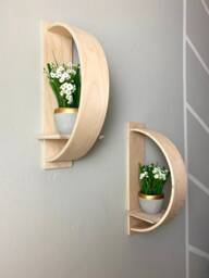 Repurposed Wood Circular Wall Plant Shelf Unique Home Decor - thumbnail 1