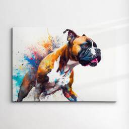 Boxer Abstract Dog Pet Animal Painting Splatter Wall Art, Framed Canvas Poster Print, Home Kitchen Office Room Decor, Family Gifts - thumbnail 3