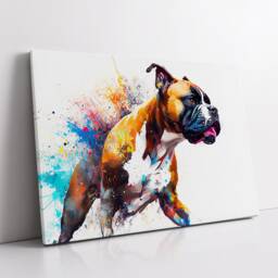 Boxer Abstract Dog Pet Animal Painting Splatter Wall Art, Framed Canvas Poster Print, Home Kitchen Office Room Decor, Family Gifts - thumbnail 2