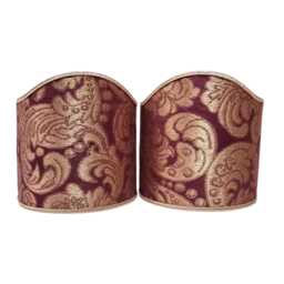Pair Of Clip-On Shield Shades Tebaldo Amethyst Rubelli Silk Brocatelle Fabric Mini Lampshade - Made in Italy - thumbnail 1