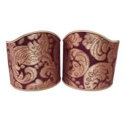 Pair Of Clip-On Shield Shades Tebaldo Amethyst Rubelli Silk Brocatelle Fabric Mini Lampshade - Made in Italy - thumbnail 2