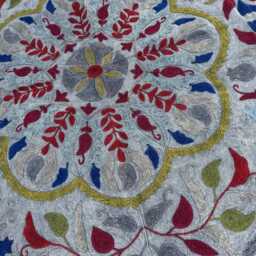 Handcrafted Cotton Suzani Quilt, Intricately Hand-Embroidered Floral Design, Reversible Decorative Bedding Throw - thumbnail 3
