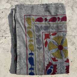 Handcrafted Cotton Suzani Quilt, Intricately Hand-Embroidered Floral Design, Reversible Decorative Bedding Throw - thumbnail 4