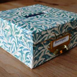 William Morris Receipt Box Willow Green - Office Stationery & Home Storage - Handmade in England - thumbnail 2