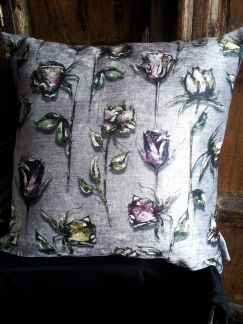 Botanical Roses Luxury Velvet Cushion, Watercolour Roses Print Pillow