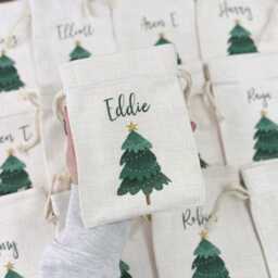 Christmas Tree Personalised Gift Bag, Festive Drawstring Bag - thumbnail 4