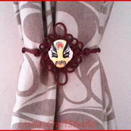 Opera Mask Curtain Tie Backs Asian Style Knotted Yarn, Set Of 2 - thumbnail 2