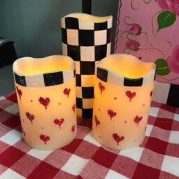 Timer Candle Hearts With Black & White Checks - thumbnail 3