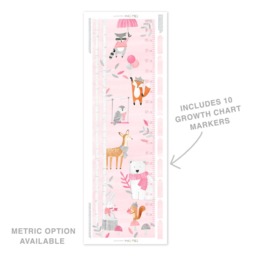 Woodland Growth Chart - Fabric Wall Decal Pink Mej - thumbnail 2