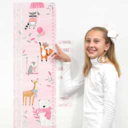 Woodland Growth Chart - Fabric Wall Decal Pink Mej - thumbnail 4